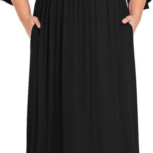 Women's Plus Size Summer Maxi Dress Rayon Spandex Casual with Pockets